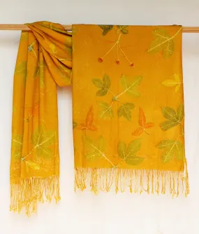 Orange Botanical Print Scarf | Indigenous Cotton | Handwoven & Naturally Dyed - 0010D-SY-HT