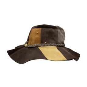 Patchwork Leather Floppy Hat