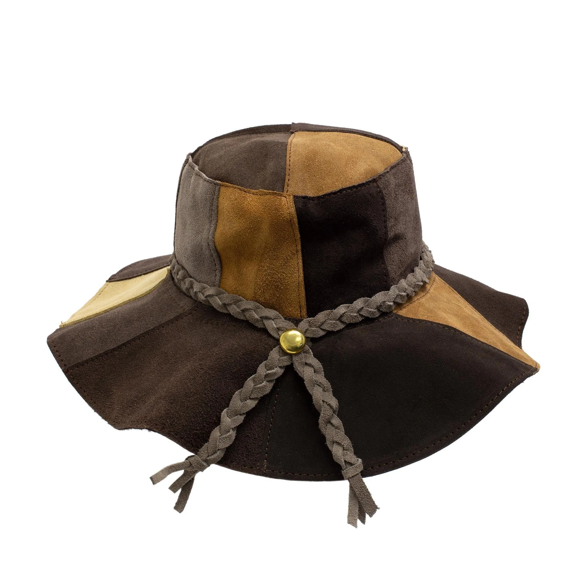 Patchwork Leather Floppy Hat