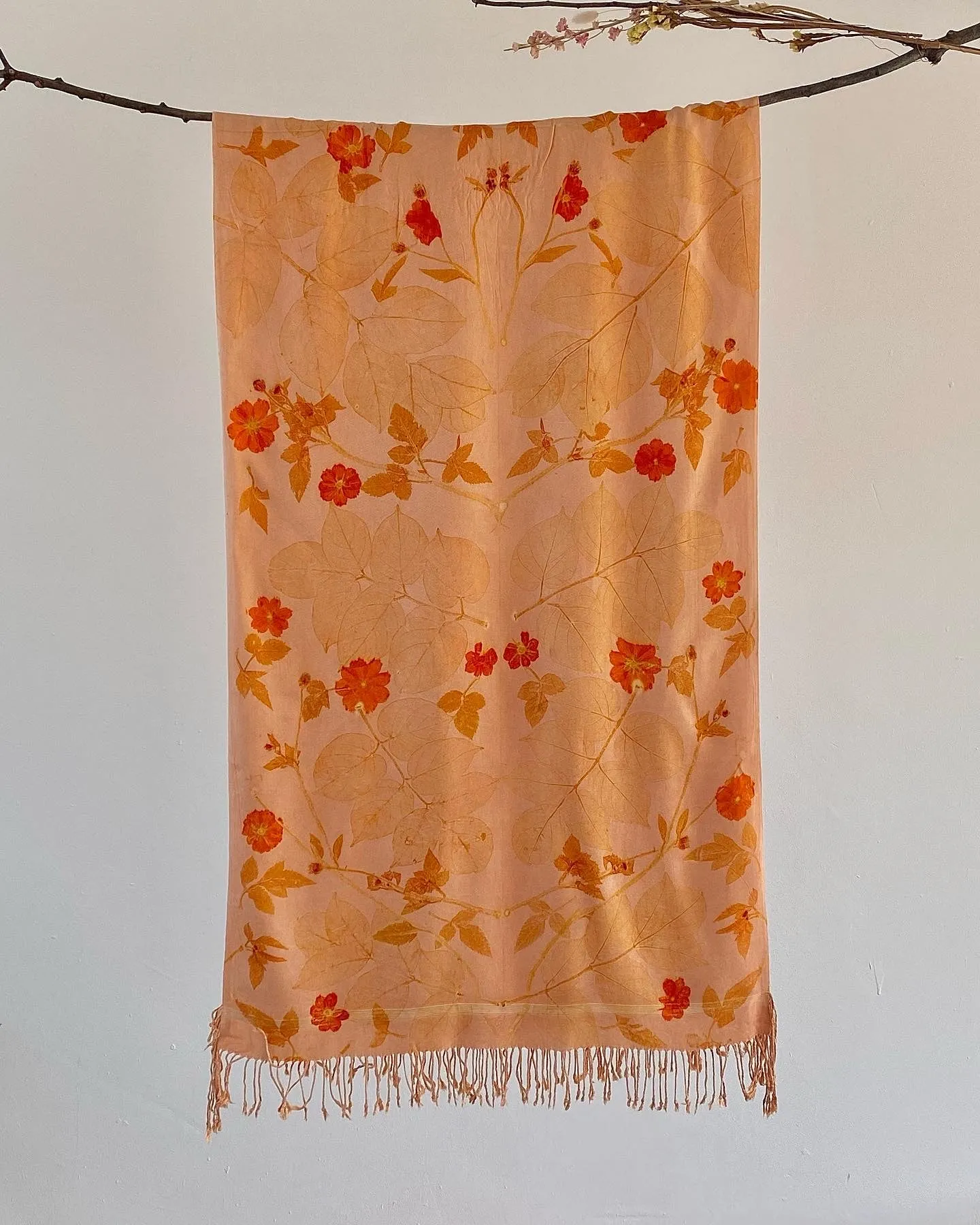 Peach Botanical Print Scarf | Indigenous Cotton | Handwoven & Naturally Dyed - 0017A-SY-HT