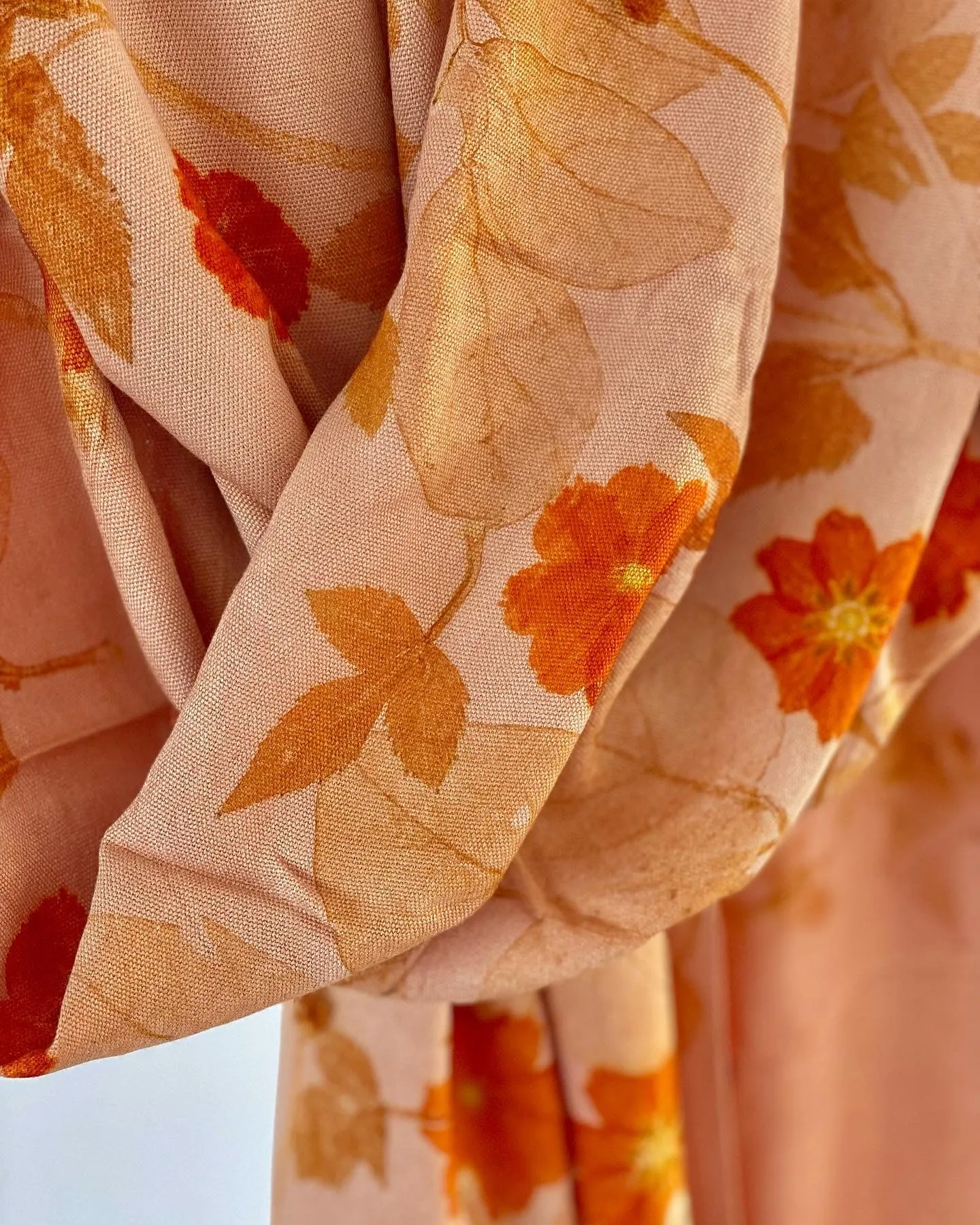 Peach Botanical Print Scarf | Indigenous Cotton | Handwoven & Naturally Dyed - 0017A-SY-HT