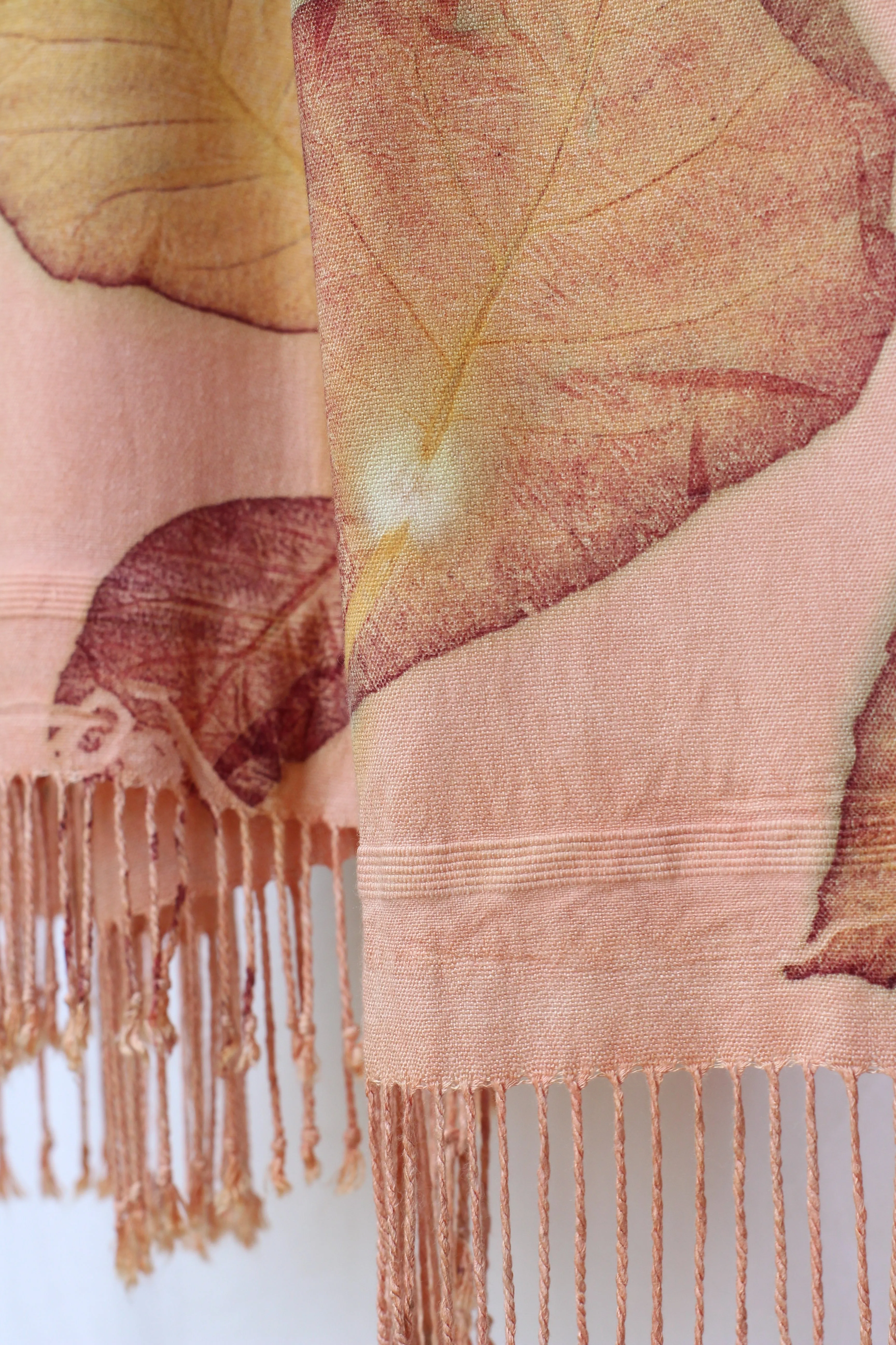 Peach Botanical Print Scarf | Indigenous Cotton | Handwoven & Naturally Dyed - 0018B-SY-HT