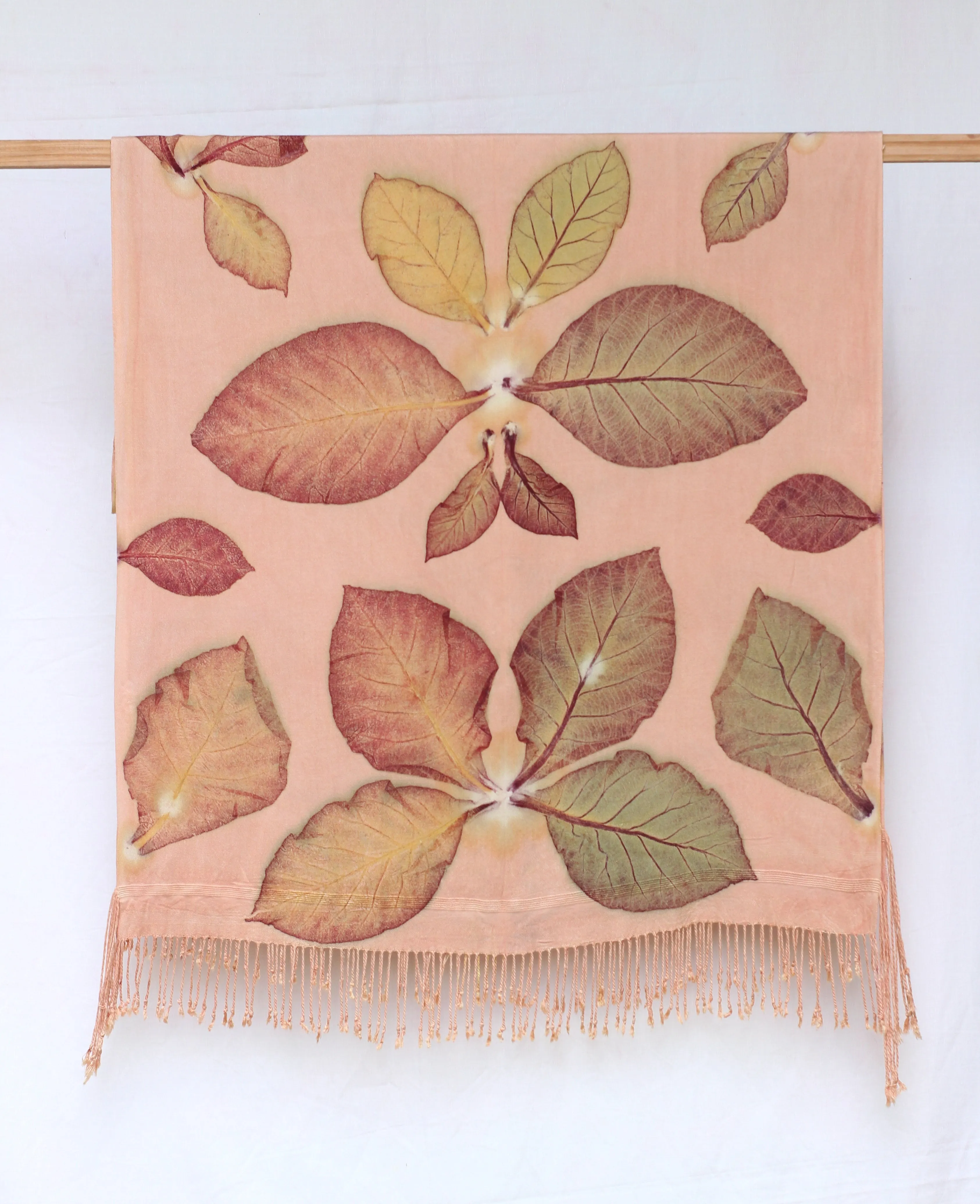 Peach Botanical Print Scarf | Indigenous Cotton | Handwoven & Naturally Dyed - 0018B-SY-HT