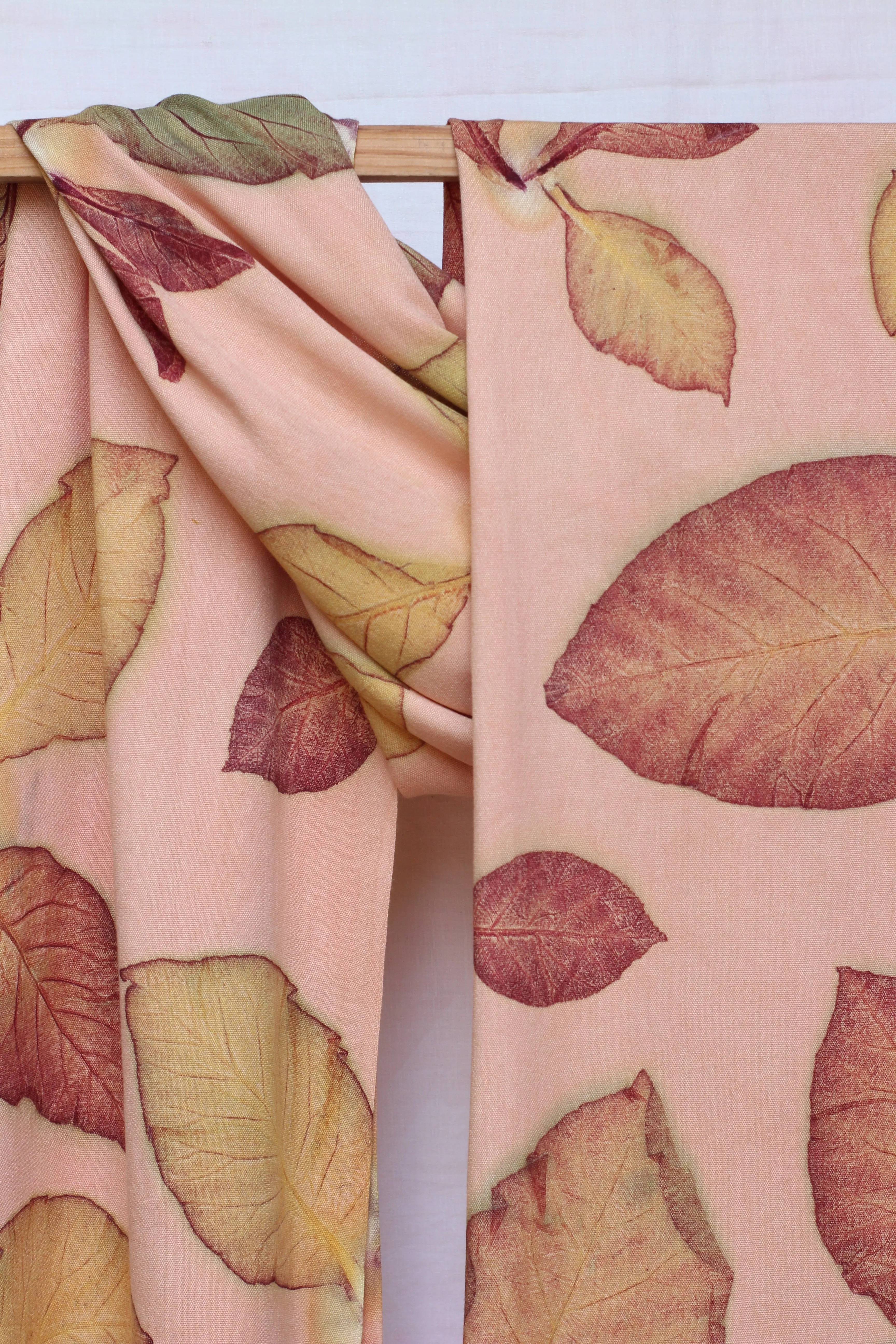 Peach Botanical Print Scarf | Indigenous Cotton | Handwoven & Naturally Dyed - 0018B-SY-HT