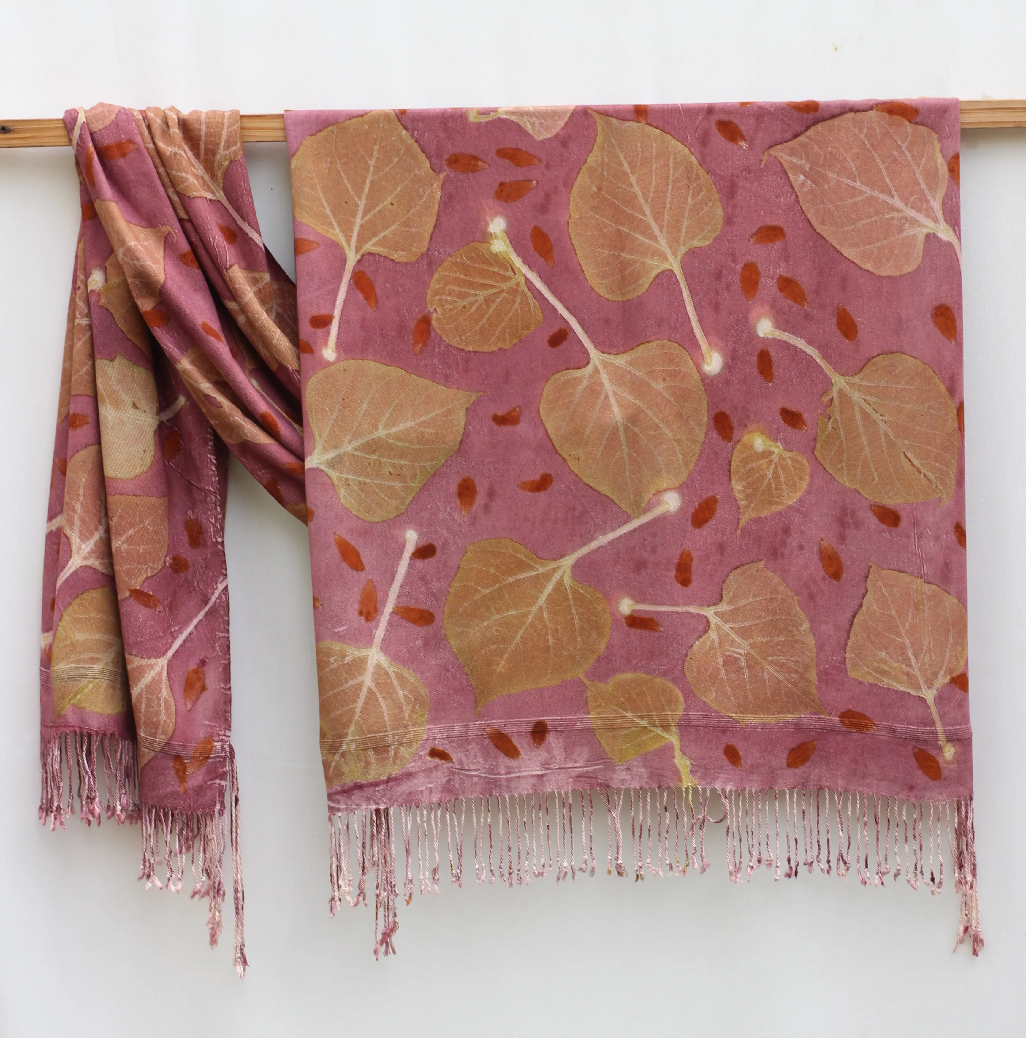 Purple Botanical Print Scarf | Indigenous Cotton | Handwoven & Naturally Dyed - 0012C-SY-HT