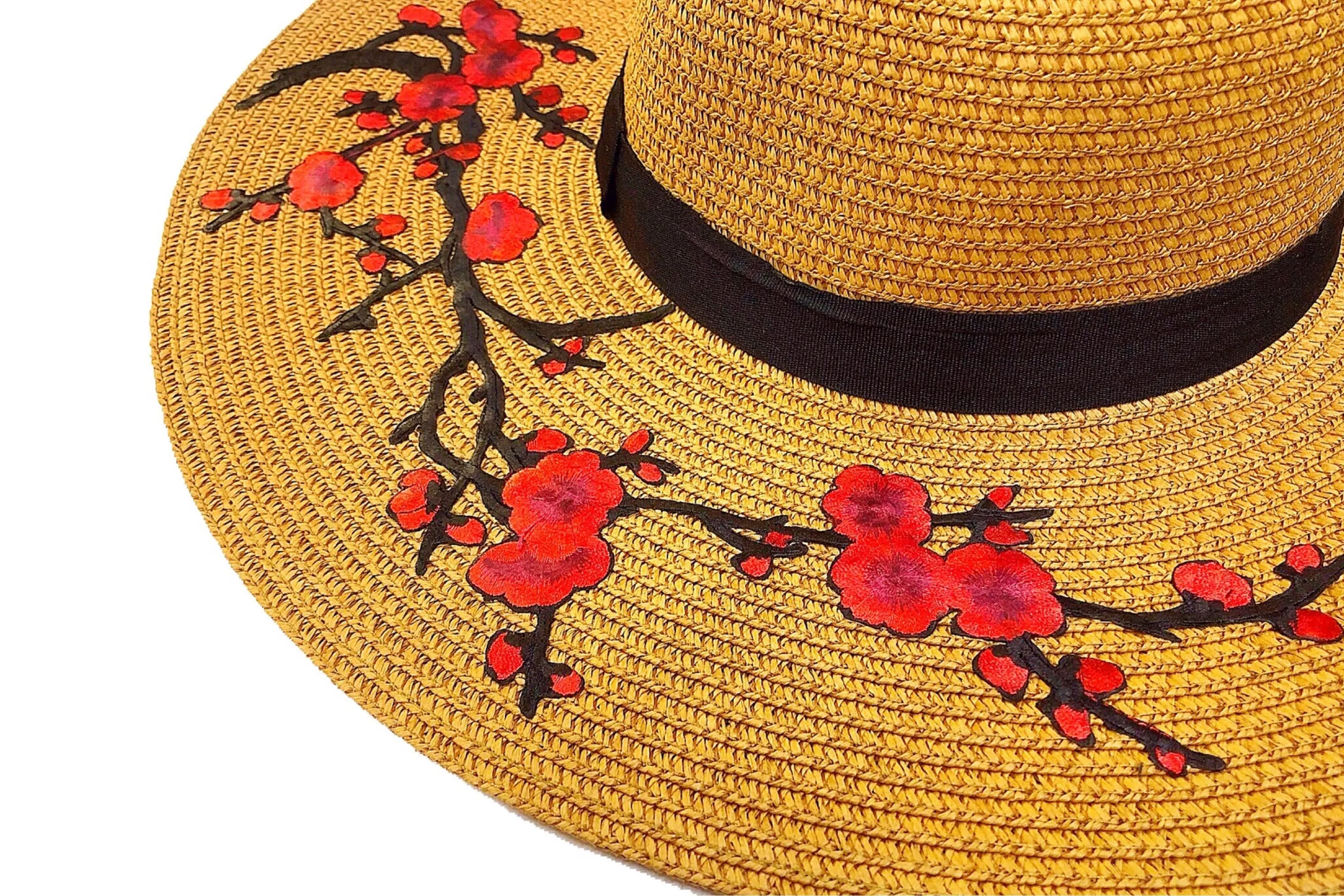 Red Blossoms Floppy Floppy Hat