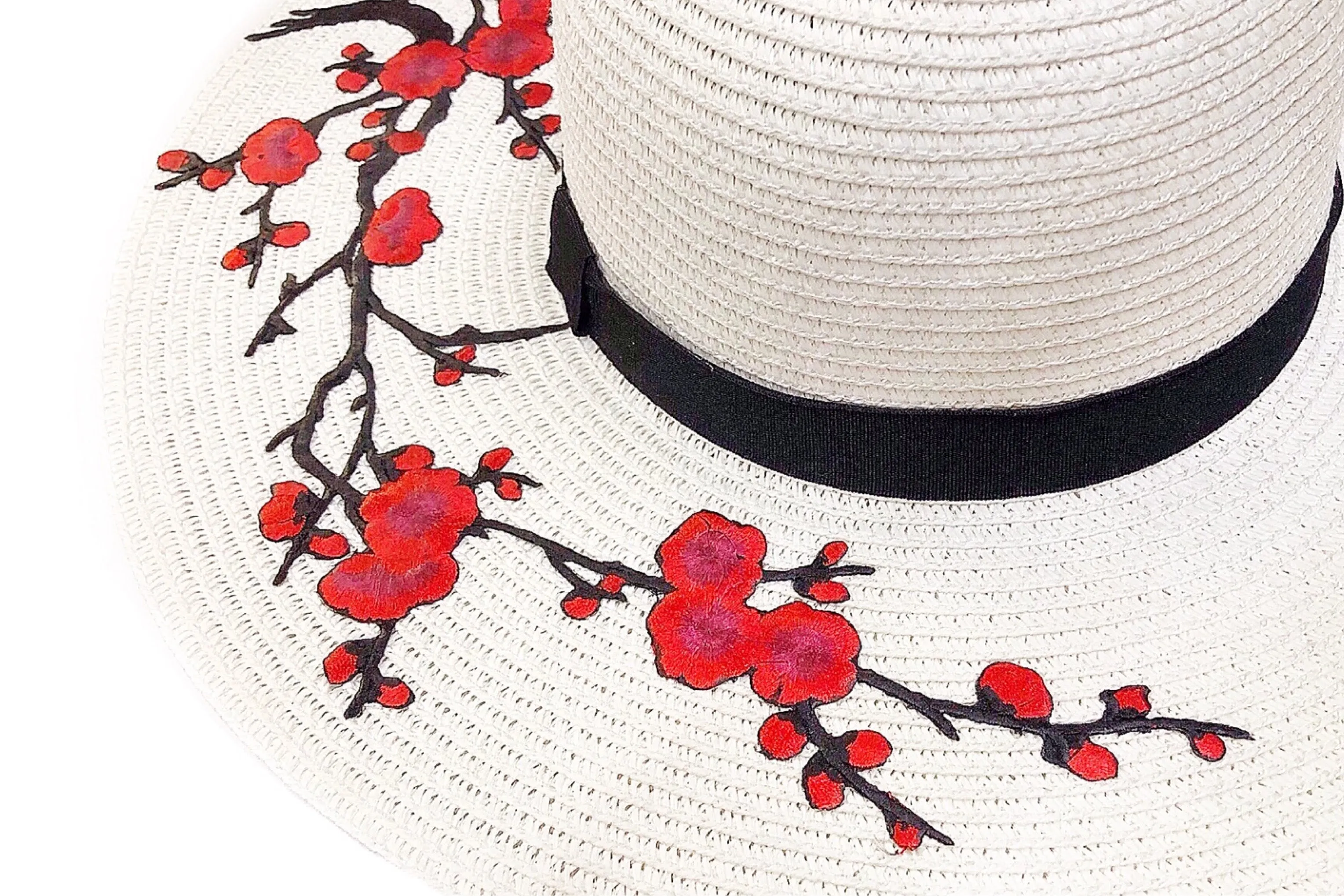 Red Blossoms Floppy Floppy Hat