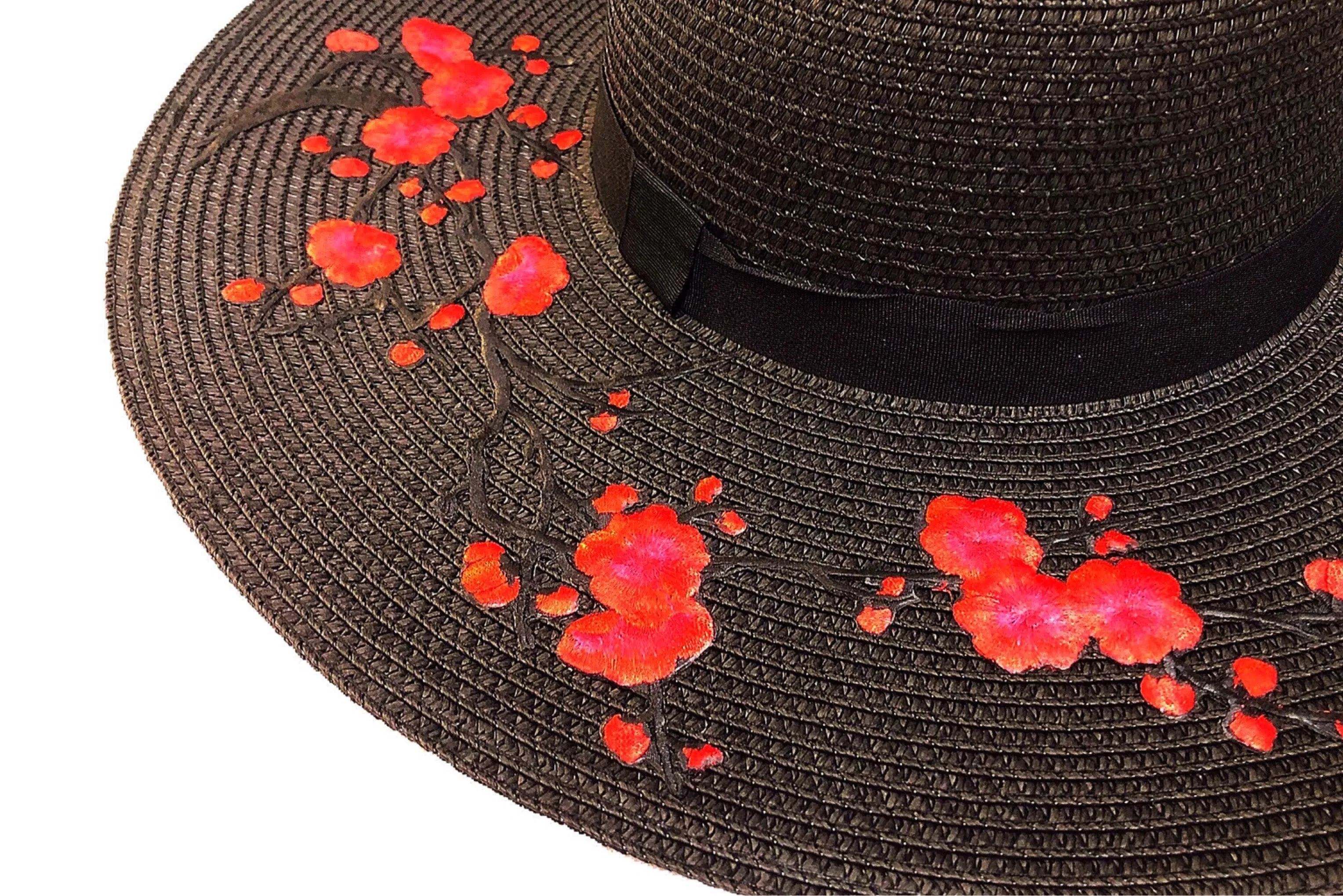 Red Blossoms Floppy Floppy Hat