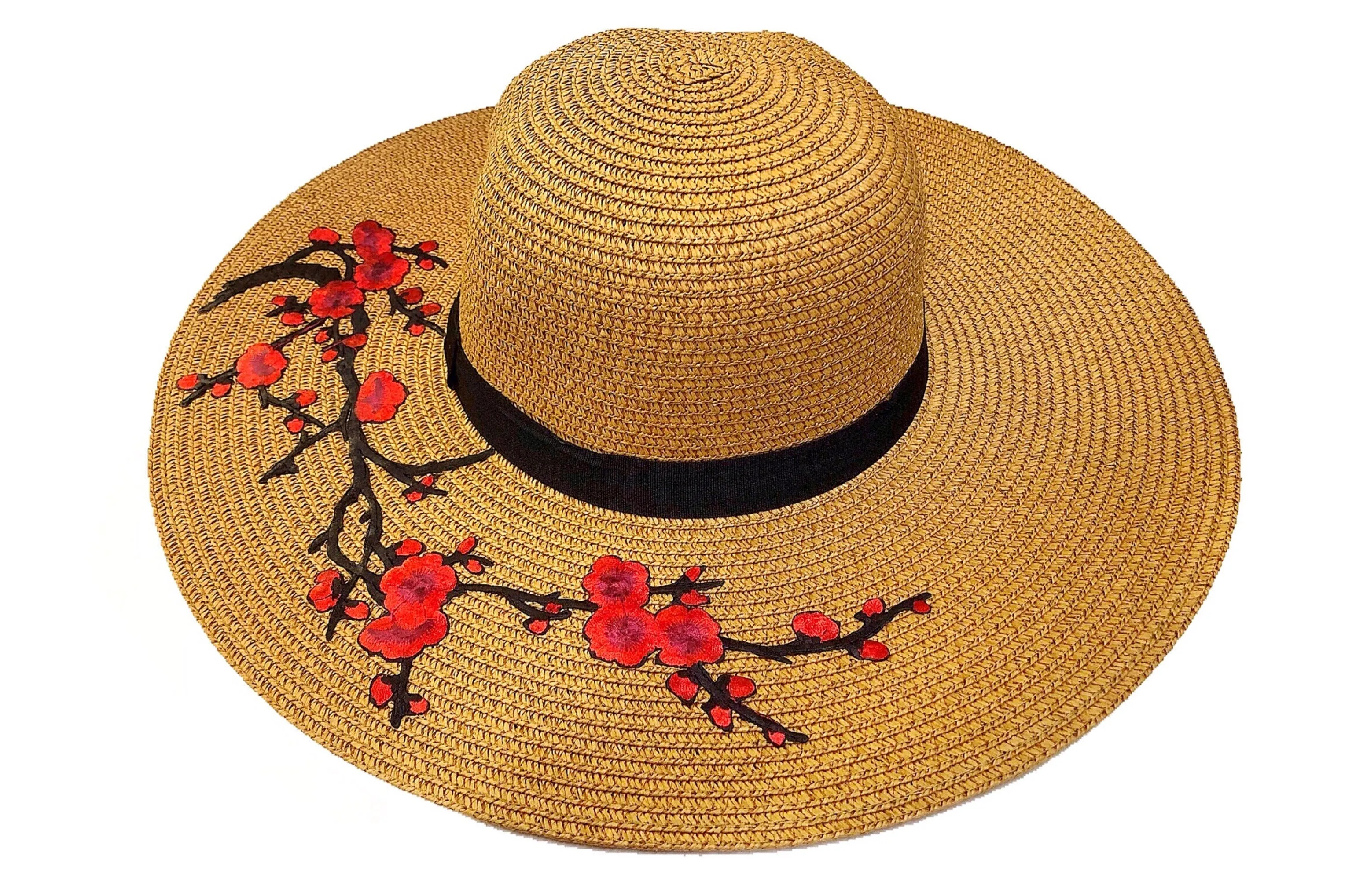 Red Blossoms Floppy Floppy Hat