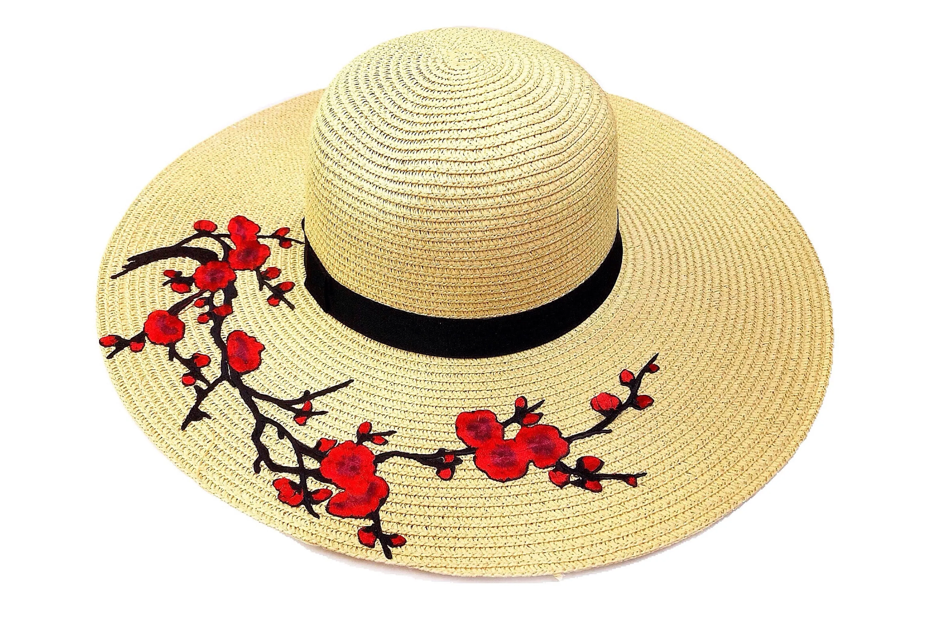 Red Blossoms Floppy Floppy Hat