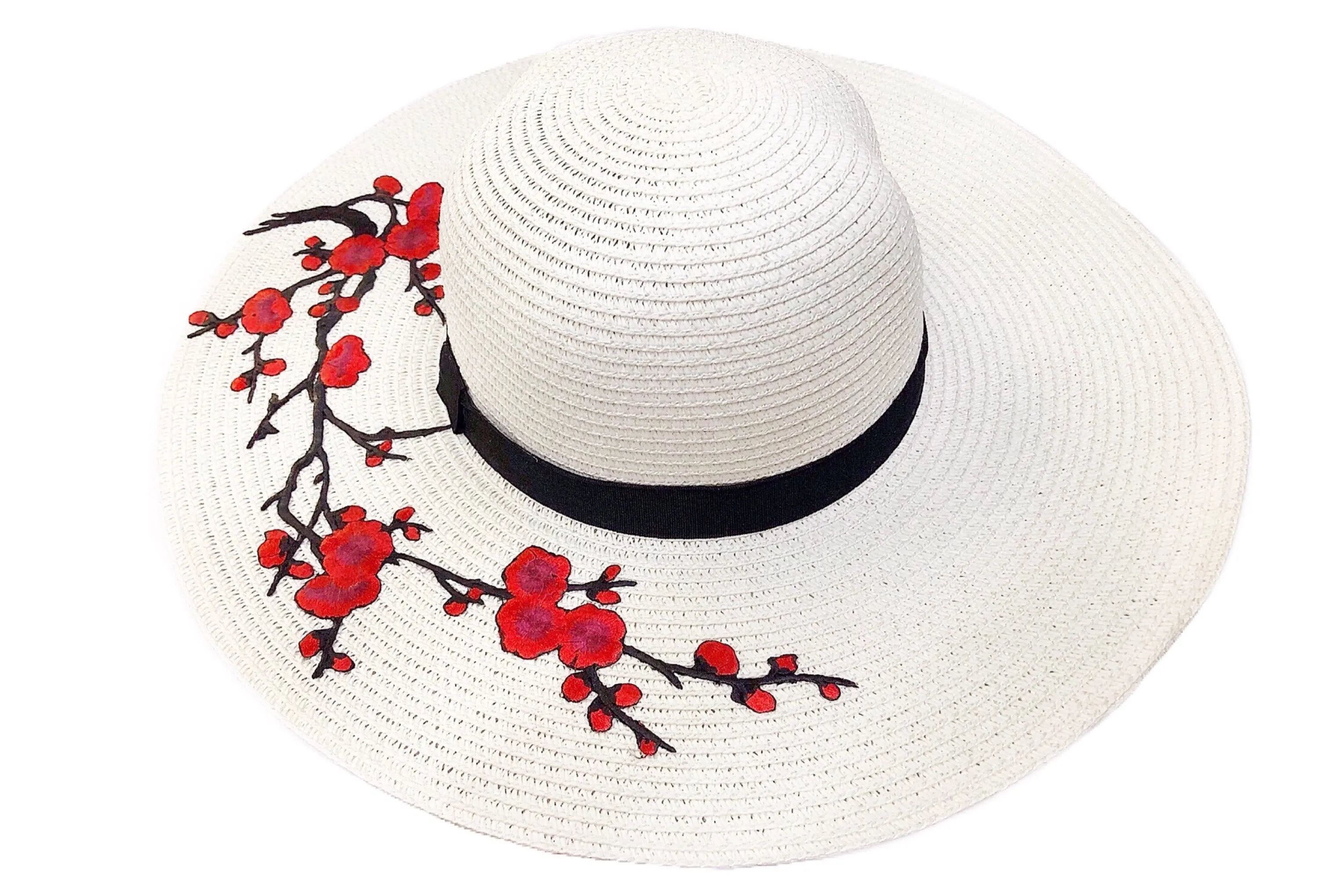 Red Blossoms Floppy Floppy Hat