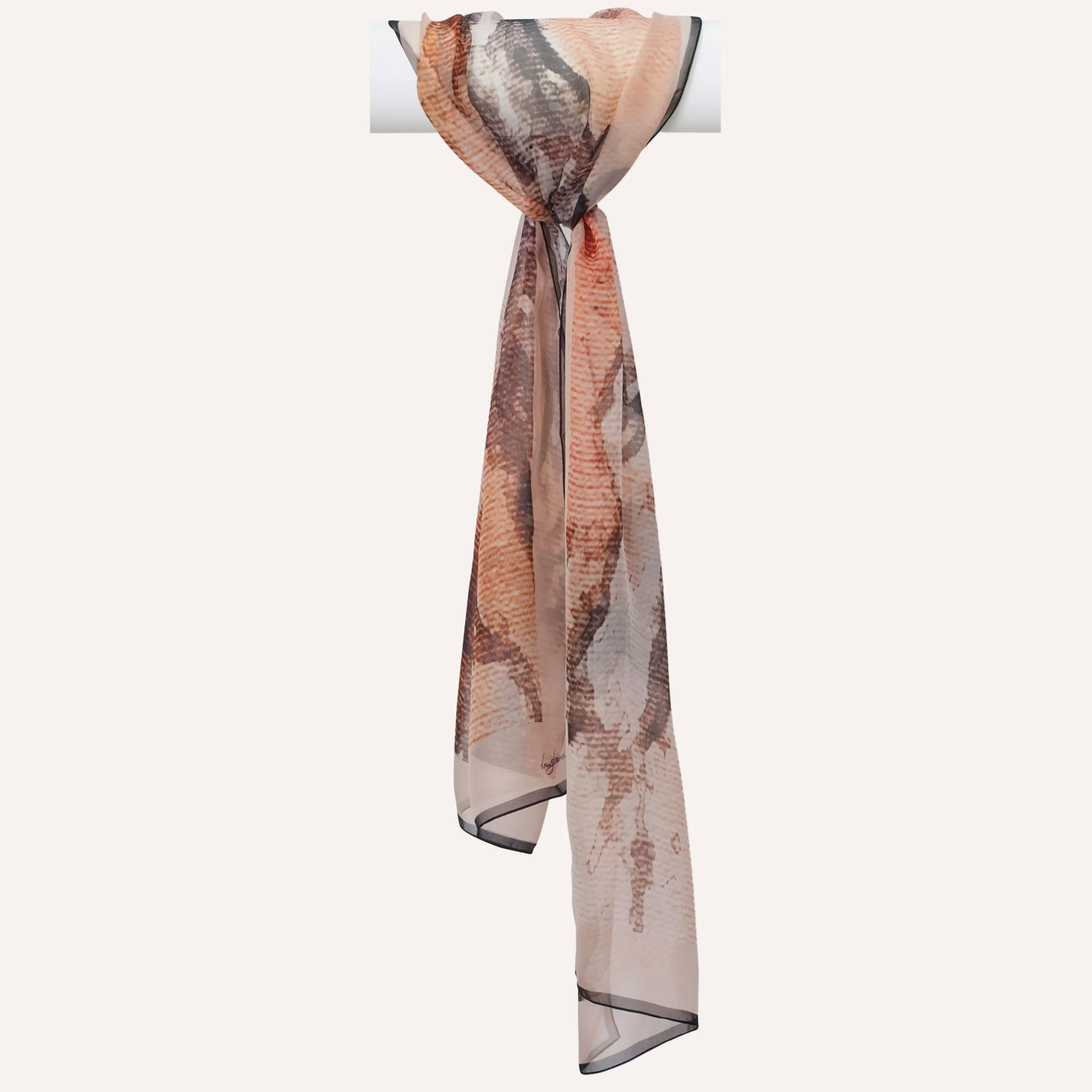 Reef Bark Long Silk Chiffon Scarf