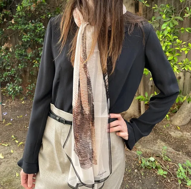 Reef Bark Long Silk Chiffon Scarf