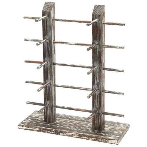 Rustic Torched Wood 10-Pair Sunglasses/Glasses Display Stand