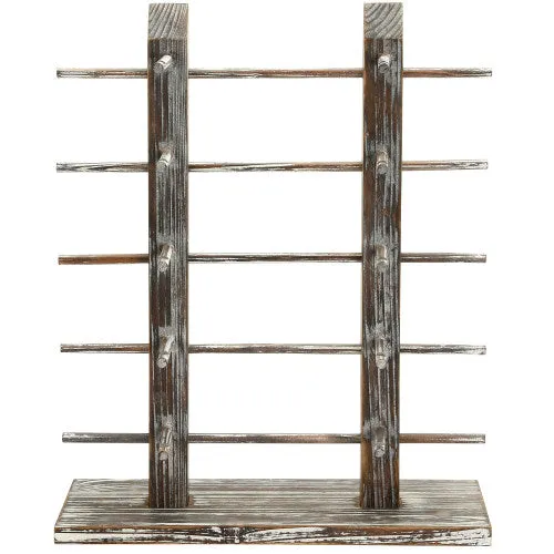 Rustic Torched Wood 10-Pair Sunglasses/Glasses Display Stand