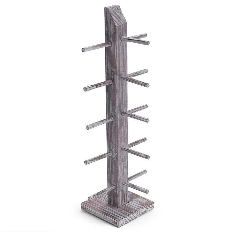 Rustic Torched Wood Tabletop Sunglass Display Stand