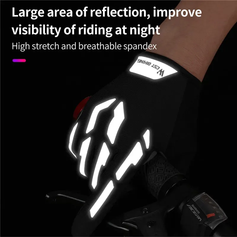 Shockproof Reflective Cycling Gloves Half Finger Sport Gloves Men Women Summer Gym Fitness MTB Road Bicycle Gloves