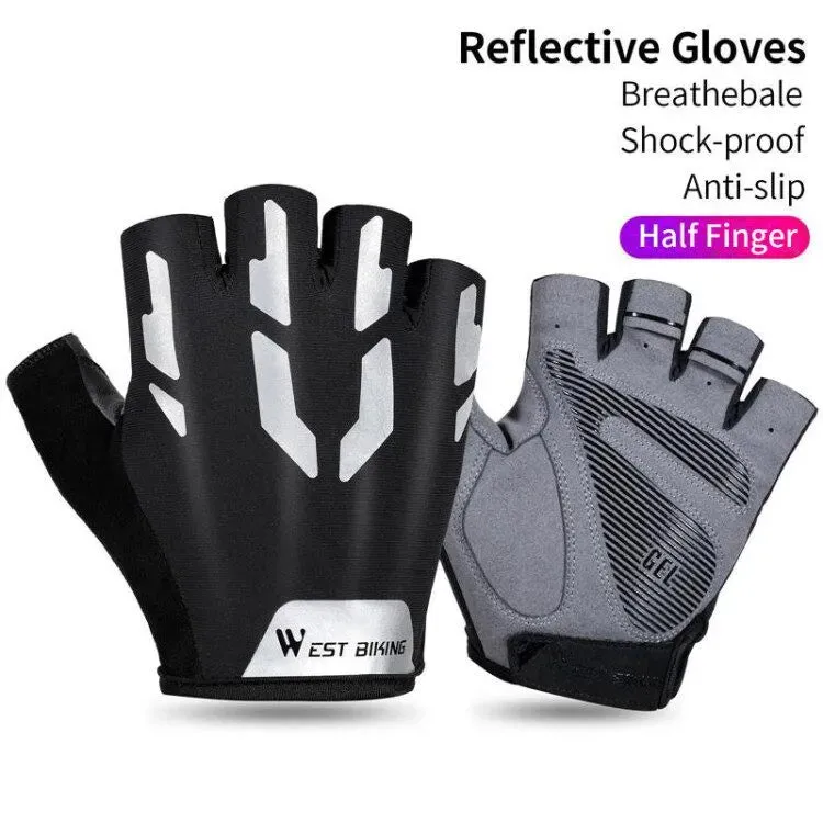 Shockproof Reflective Cycling Gloves Half Finger Sport Gloves Men Women Summer Gym Fitness MTB Road Bicycle Gloves