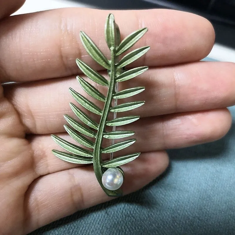 Spring Leaves and Greens Botanical Brooch Pin Collection