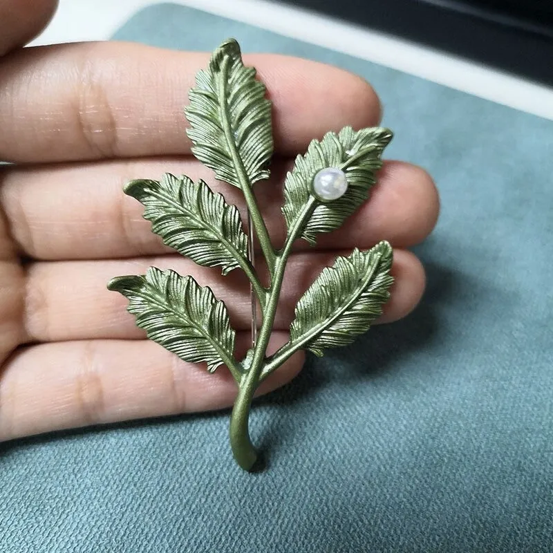 Spring Leaves and Greens Botanical Brooch Pin Collection