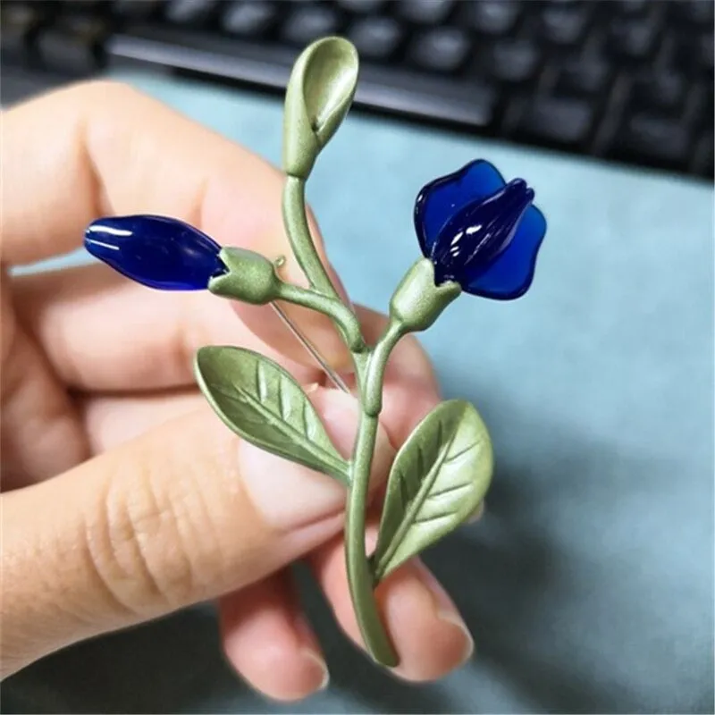 Spring Leaves and Greens Botanical Brooch Pin Collection