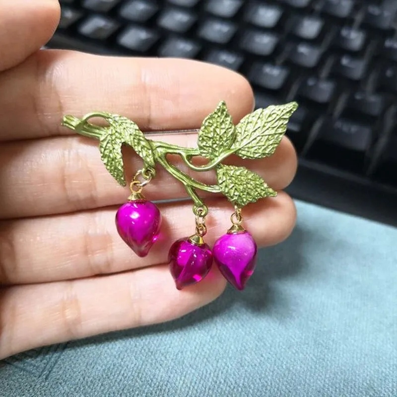 Spring Leaves and Greens Botanical Brooch Pin Collection