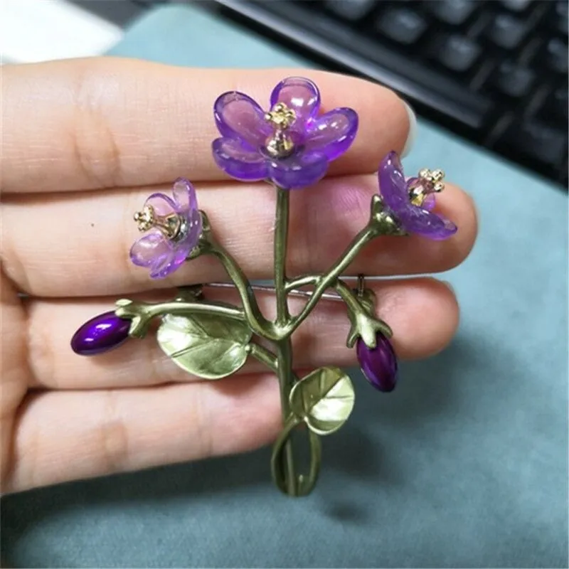 Spring Leaves and Greens Botanical Brooch Pin Collection