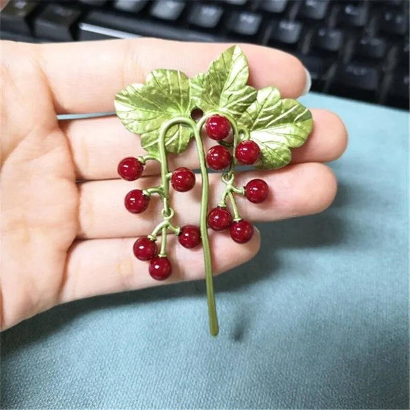 Spring Leaves and Greens Botanical Brooch Pin Collection