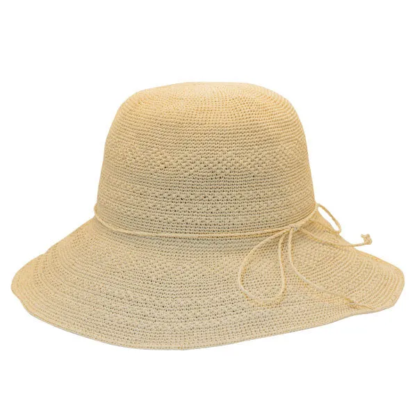 Sun 'N' Sand - Niobe Premium Crochet Paper Wide-Brim Cloche Hat