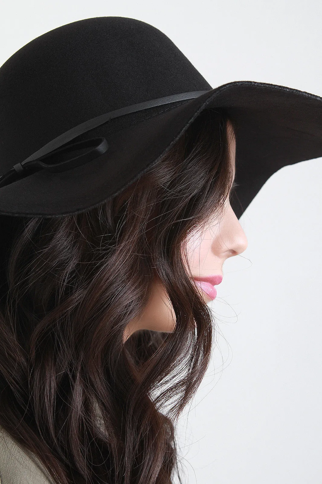 Vegan Leather Strap Floppy Hat