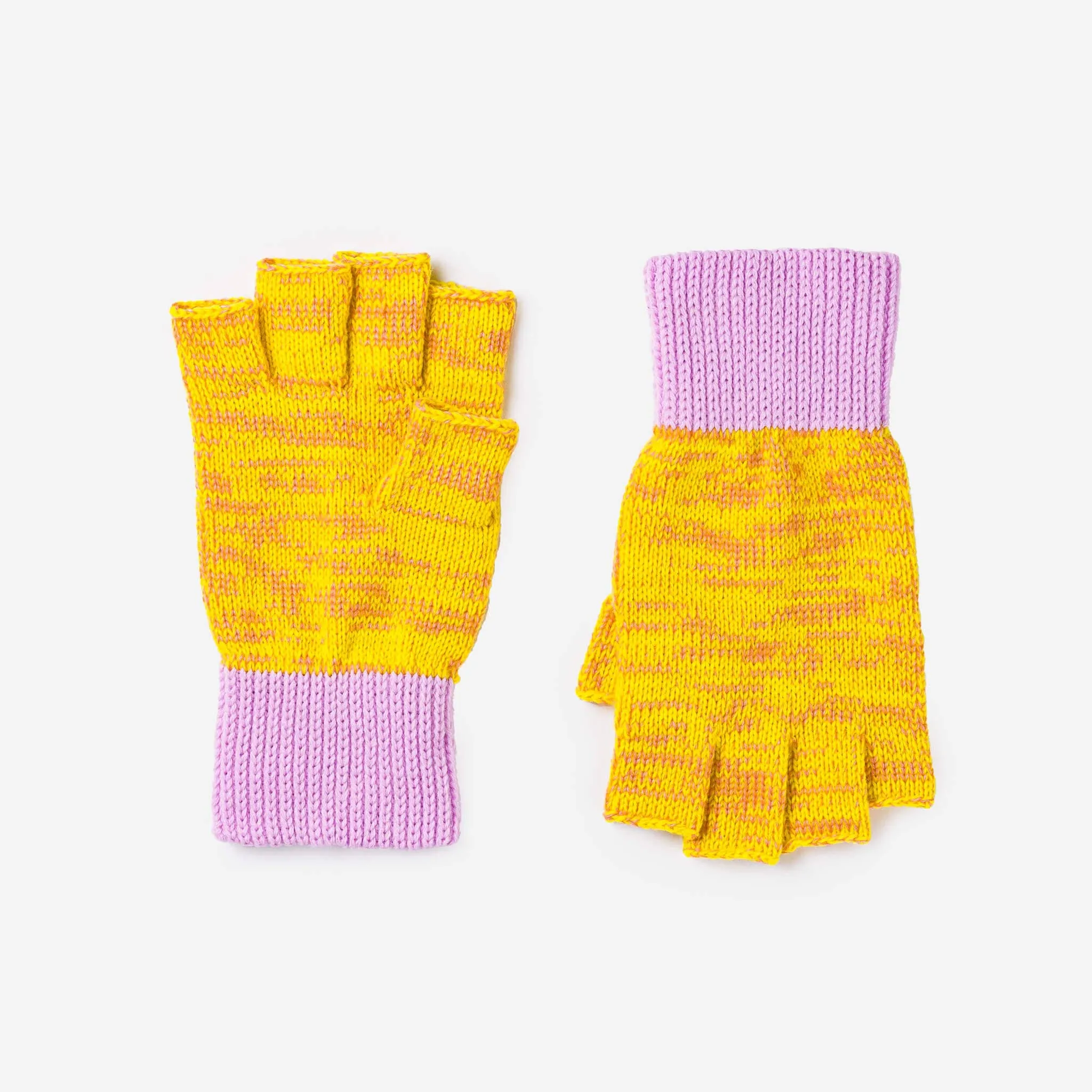 VERLOOP | knits - Colorblock Fingerless Gloves: Yellow Pink