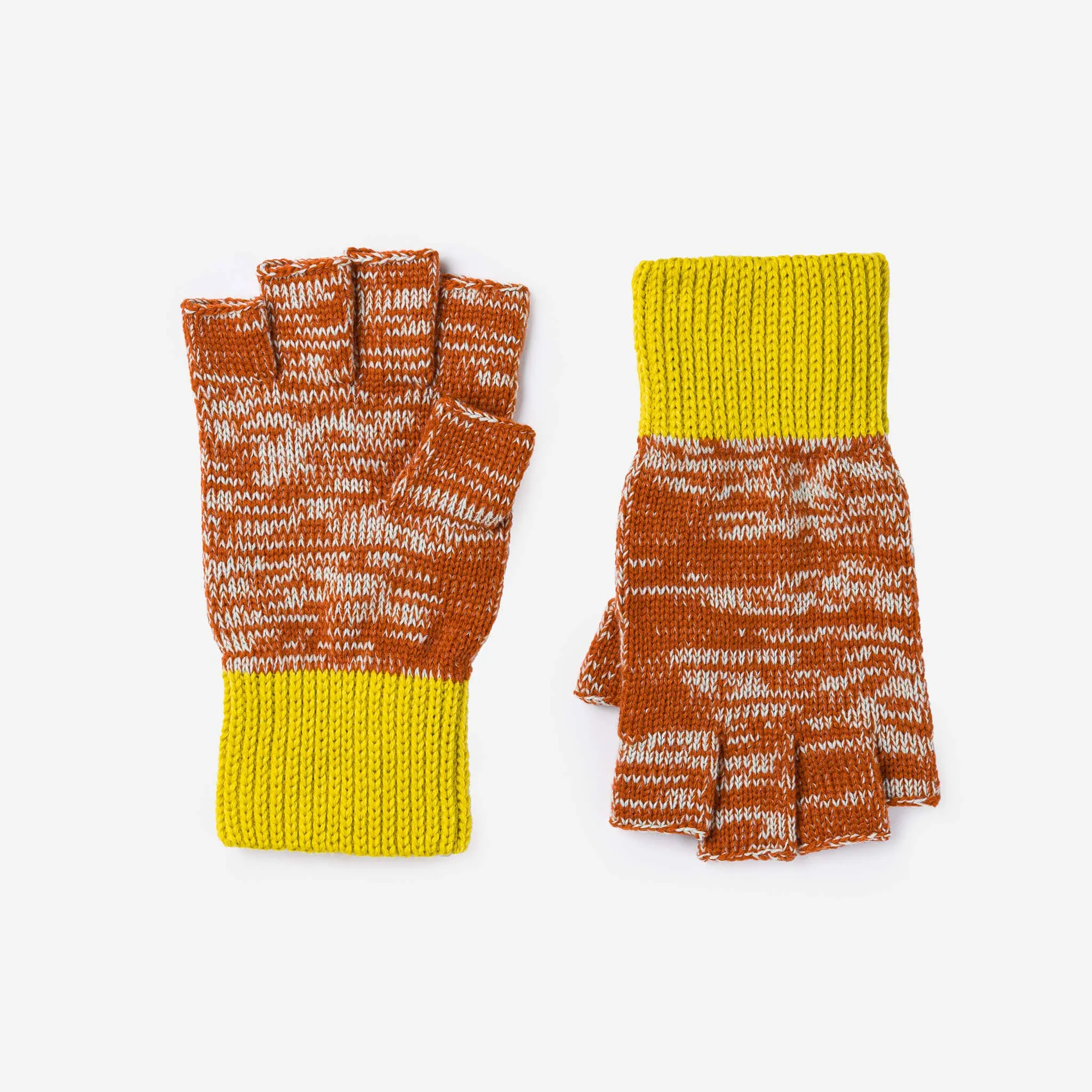 VERLOOP | knits - Colorblock Fingerless Gloves: Yellow Pink