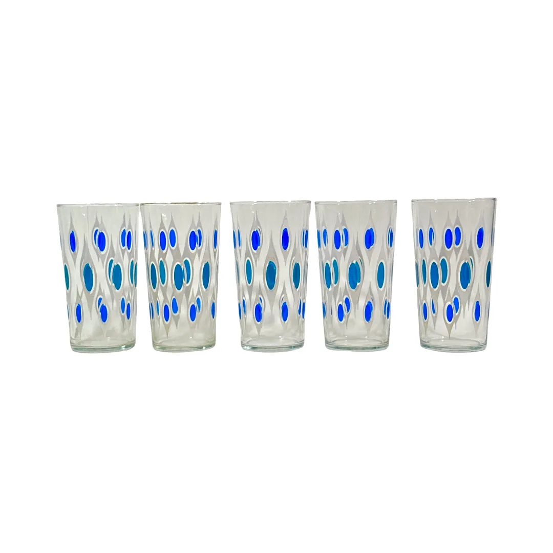 Vintage Peacock Feather Glasses (Set of 5)