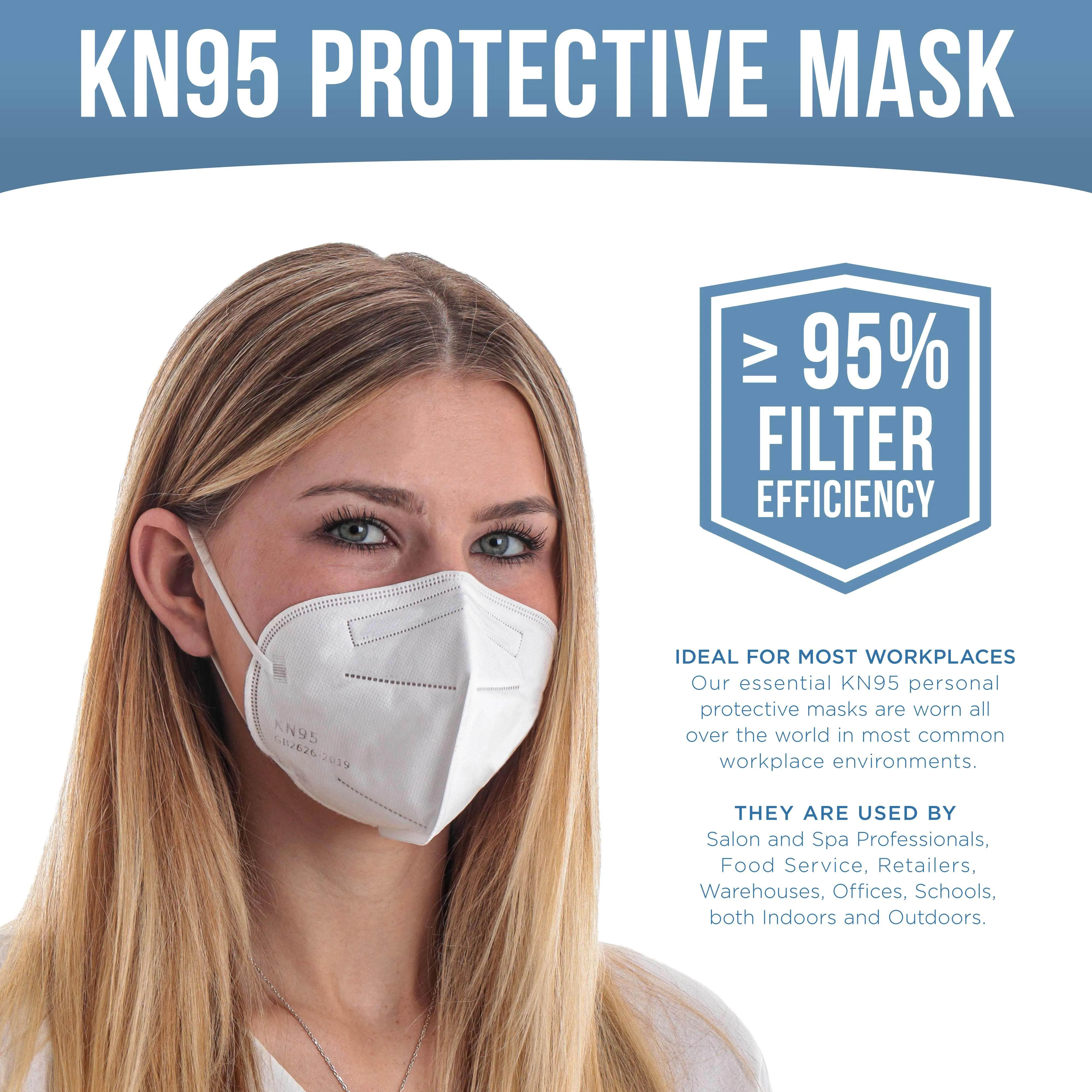 White KN95 Protective Masks, Pack of 10 - Filter Efficiency ?95%, 5-Layers, Protection Against PM2.5 Dust, Pollen, Haze-Proof - Sanitary 5-Ply