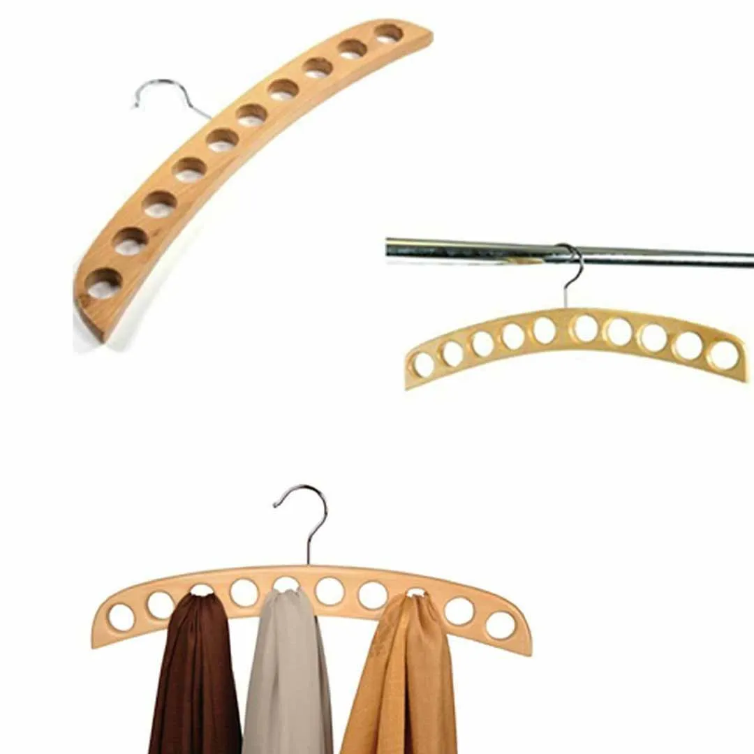 Wooden 10 holes clothes hanger