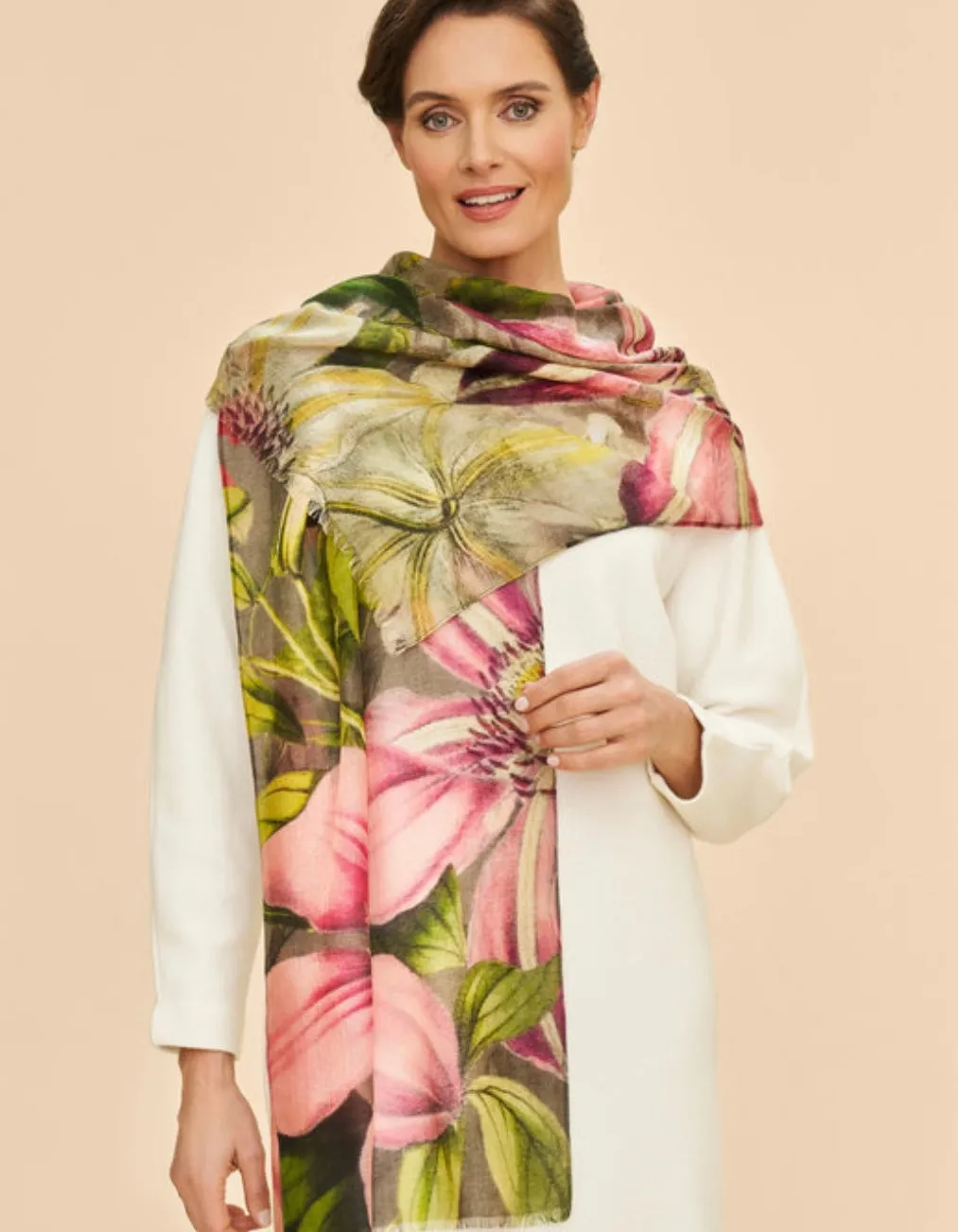 Wool Scarf - Oversized Botanicals